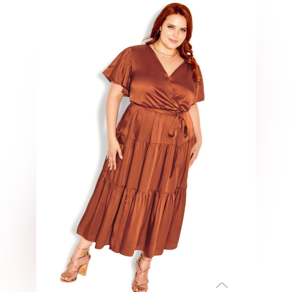 City Chic Bronze Size 16 Wrap Dress